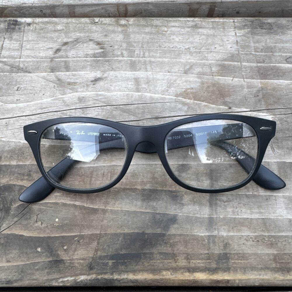 Ray Ban RB 7032 5204 50/17 145 Black LITEFORCE Full Rim Eyeglasses ITALY